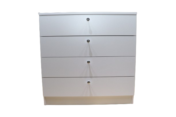 White chipboard dresser with 4 drawers and metal knob handles – classic design for bedroom or hallway, model 8681SM MR - Image 6