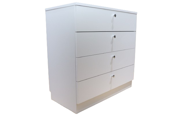 White chipboard dresser with 4 drawers and metal knob handles – classic design for bedroom or hallway, model 8681SM MR - Image 4