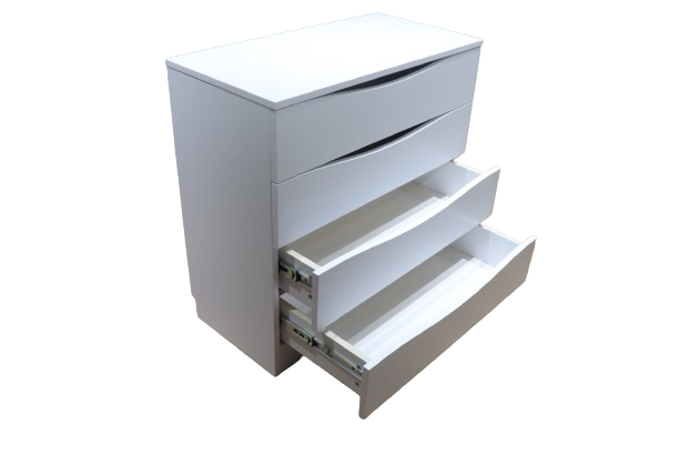 Comodă albă cu mânere frezate tip smile – 4 sertare încăpătoare, design modern, PAL melaminat 8681SM SMILE - imagine 6