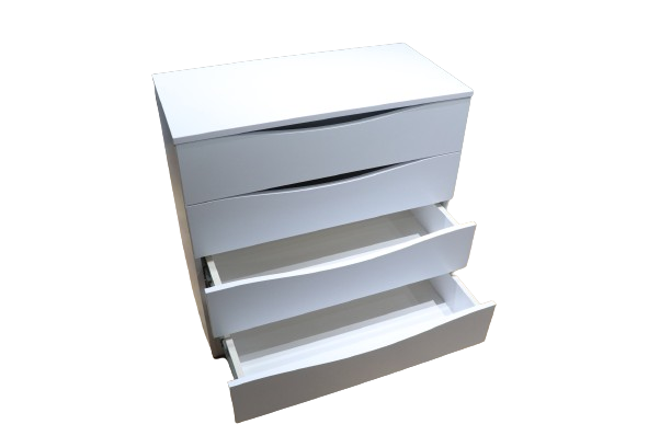 Comodă albă cu mânere frezate tip smile – 4 sertare încăpătoare, design modern, PAL melaminat 8681SM SMILE - imagine 5