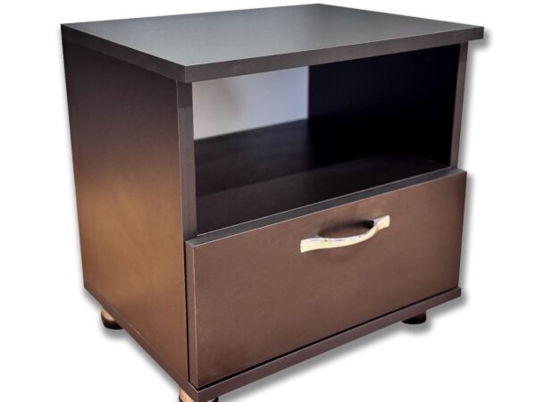 Noptieră Neagră cu Sertar și Raft – 190PE ME