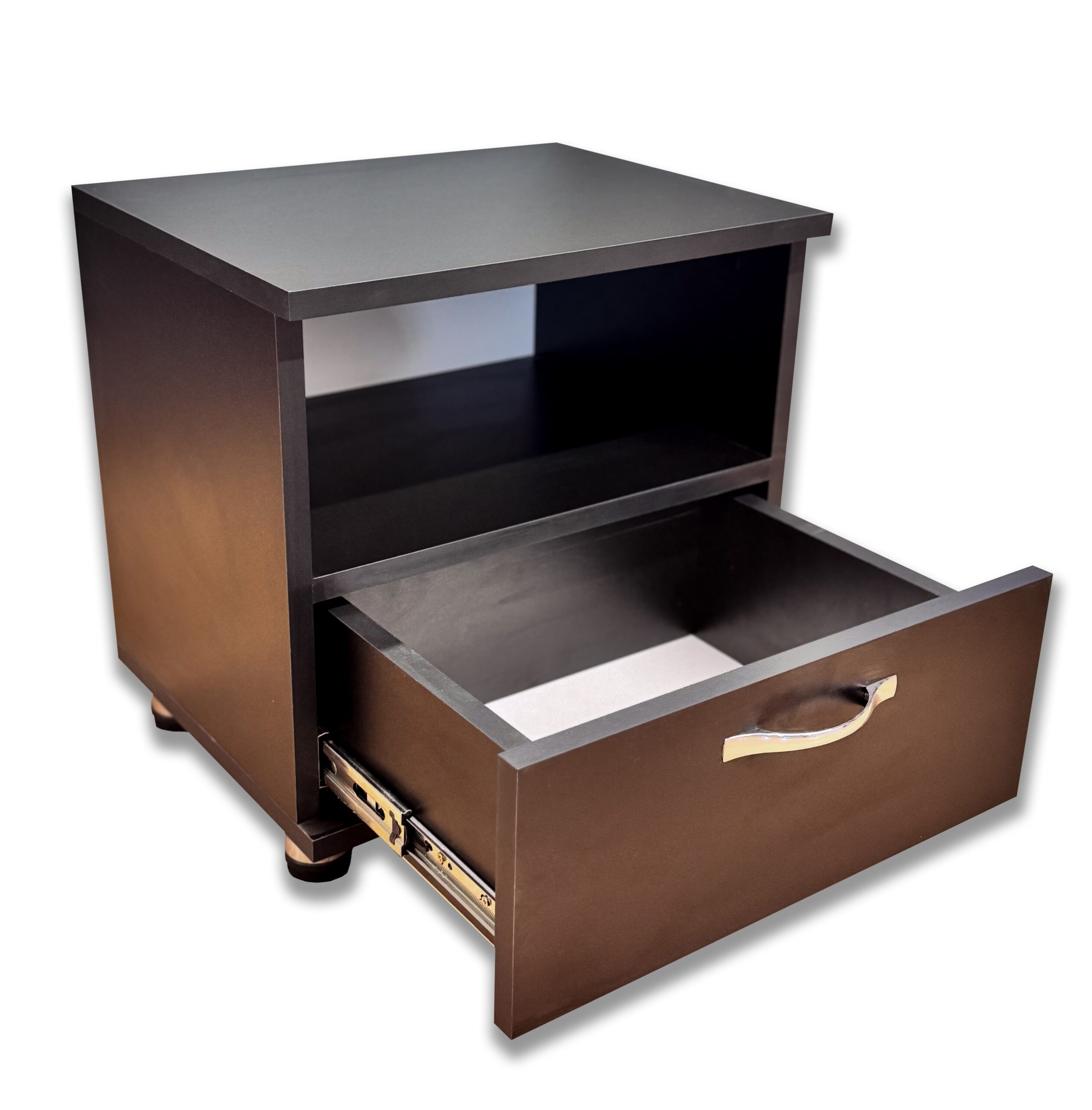 Noptieră Neagră cu Sertar și Raft – 190PE ME - imagine 2