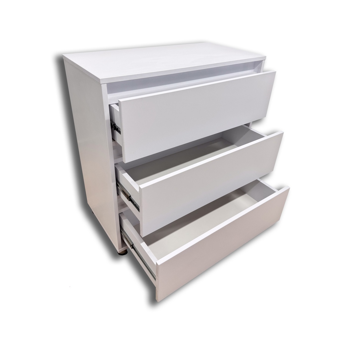 Comoda albă minimalistă cu 3 sertare – fără mânere, 3S/FI/FM - imagine 3